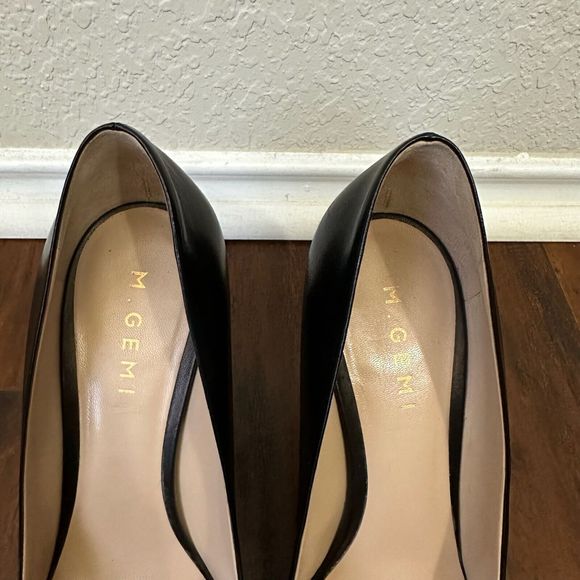 M. GEMI The Esatto 90mm Pointed Toe Pump Heels Black Leather - Picture 8 of 11